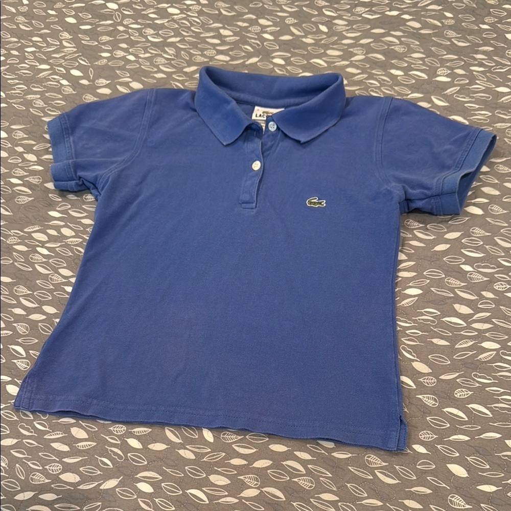LACOSTE Girl’s Blue Polo Shirt Classic Piqué Knit, size 4/Medium